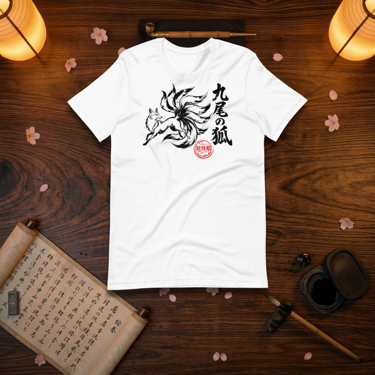 "The Folklore Spirit (Light)" - White/Cream Shirt with Black Ink Design.